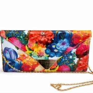 Call It Spring | Patent Floral Envelope Clutch Shoulder Bag Gold Chain